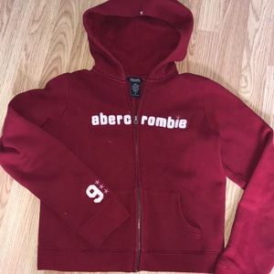 Red Abercrombie Zip Up Hoodie